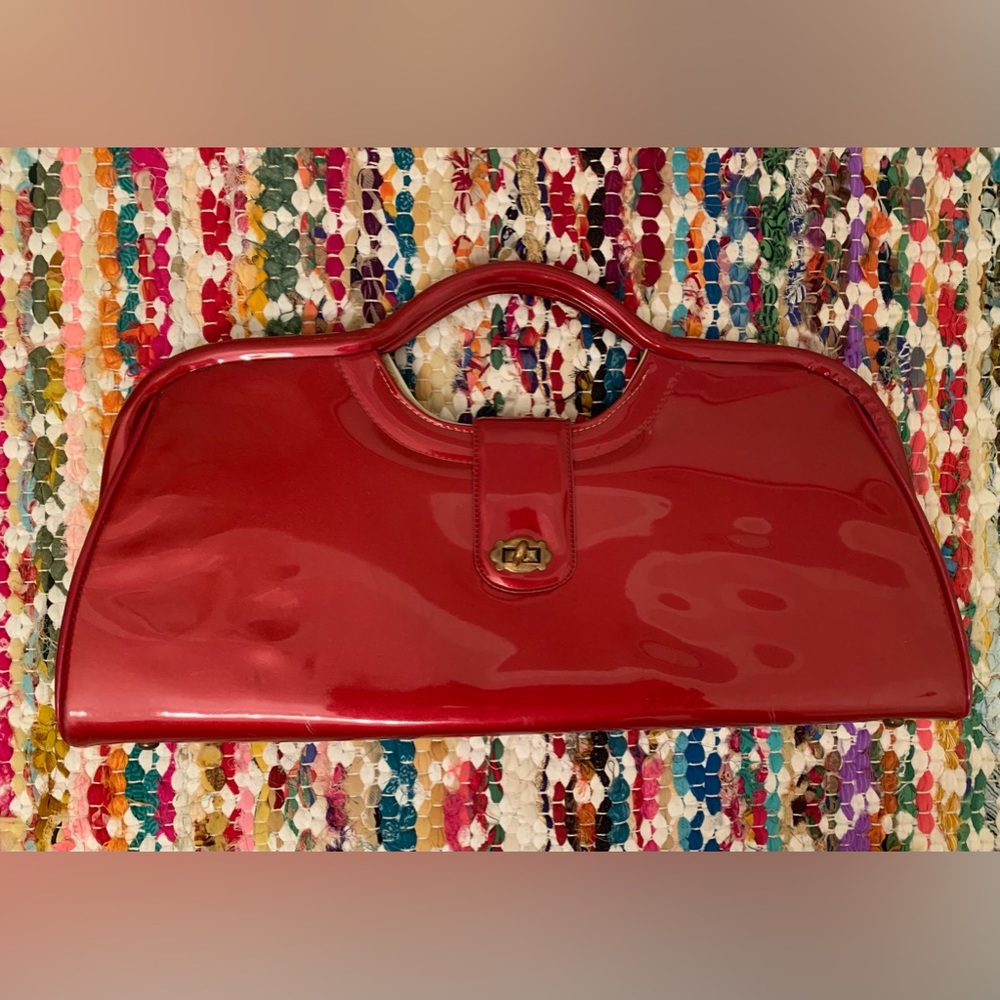 Vintage Red Patent Clutch Purse
